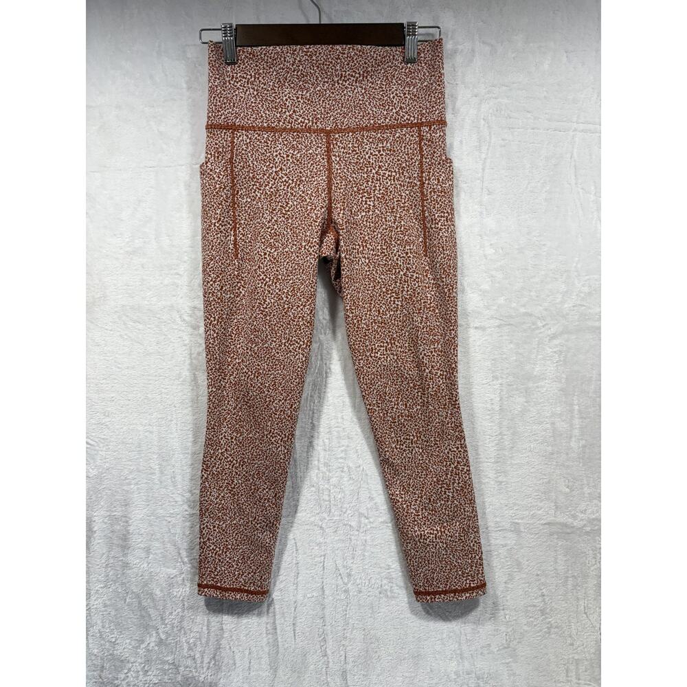 Athleta Salutation Stash II Textured Tight Rust‎ Orange Animal Print Leggings S
